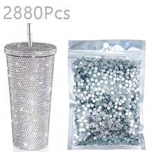 SS6 1440Pcs Bulk Flat Back Rhinestones, Loose Transparent Rhinestones, White Craft Gemstones, Glass Rhinestones, Stones, Silver Rhinestones For Clothes/Strollers/Shoes/Cups/Parties/Makeup DIY - White - View 1
