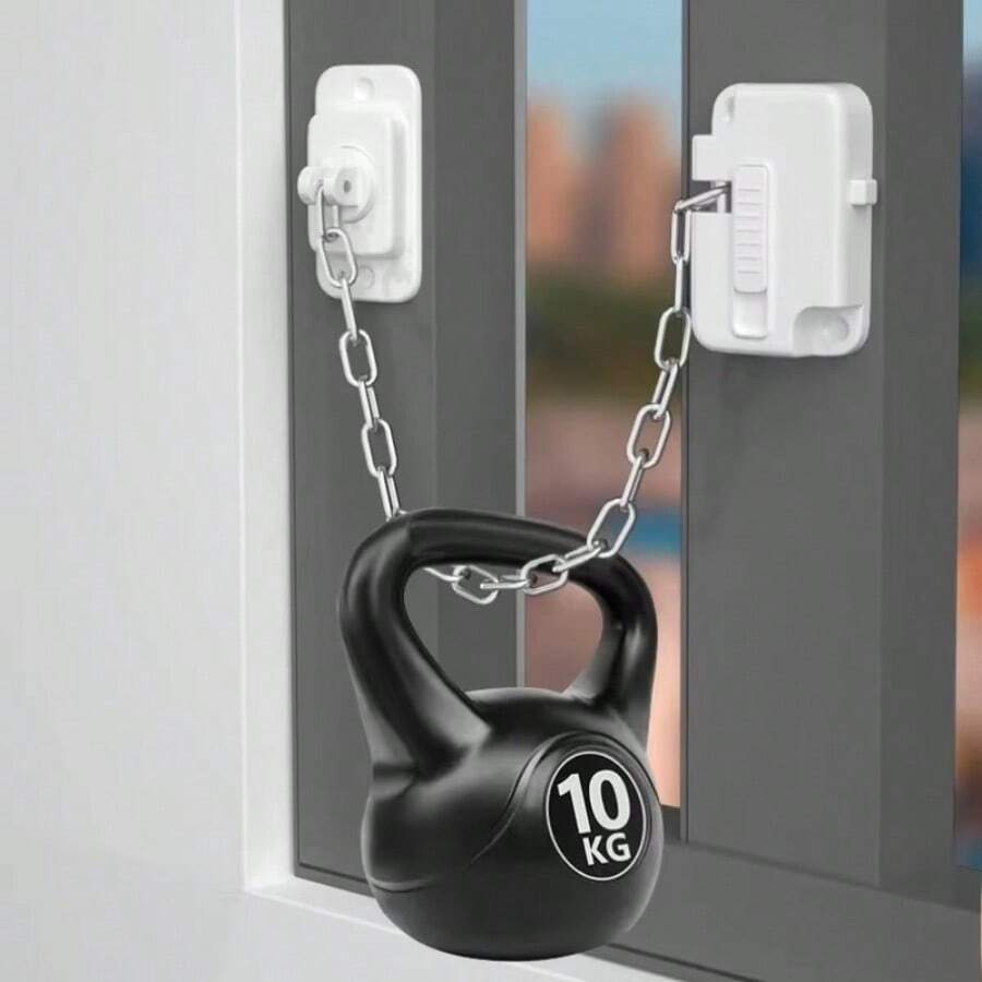 No Drilling Window Safety Locks, Self Adhesive Adjustable Restrictor, Door Lock, Protects Pets From Falling, Fits Metal, Sliding Windows Door Lock - B - View 1