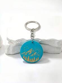New Hot-Selling Handmade DIY Fresh Landscape Wooden Keychain, 1pc Cute Creative Wooden Keychain Pendant, Creative Holiday Gift Souvenir For Lovers And Friends, Creative Gift For Girlfriend, Holiday Gift, Phone And Car Key Ring Accessory, Holiday Creative Small Gift For Others, Event Gift - Multicolor - View 15