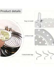 Stainless Steel Steamer Rack, Stainless Steel Steamer Rack With Detachable Legs Steamer Plate, Pressure Cooker Round Pot Steamer Plate Suitable For Steamer Cookware Pressure Cooker, Suitable For Dumplings, Seafood, Buns, Meat - View 8