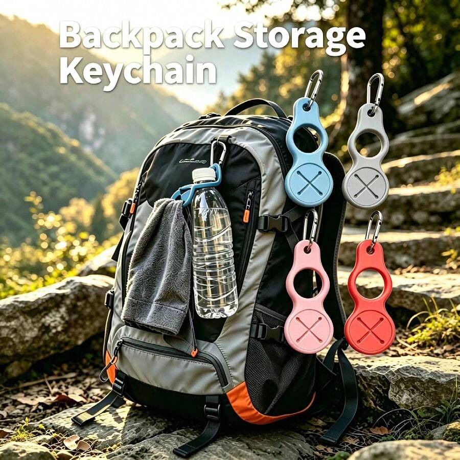 4pcs Silicone Storage Keychains, Can Store Water Bottles, Towels And Other Items, Suitable For Hiking, Trekking, Cycling, Camping And Other Scenarios, Gift - View 1