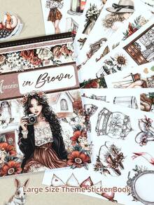 DanSoul 20 Sheets Large Size Vintage Autumn Dark Academia Style Adult Planner Stickers, Pre-Cut Matte PET Creative Planner Supplies, Suitable For DIY Scrapbooking, Notebook Aesthetic Decoration Stickers - Journaling Stickers - View 11