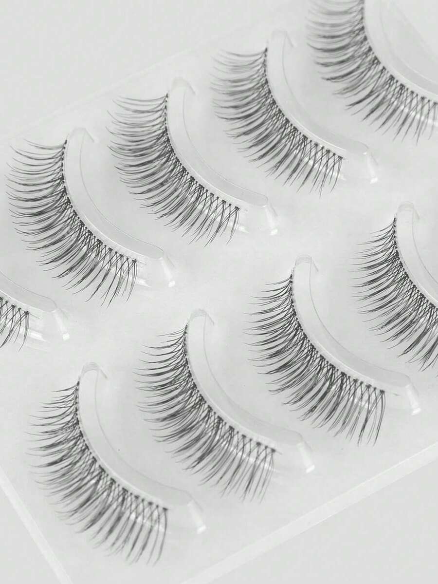5 Pairs Natural Transparent Stem Faux Lash Manga Eyelashes, Suitable For Young Girls' Natural Simple Makeup Look - Multicolor - View 1
