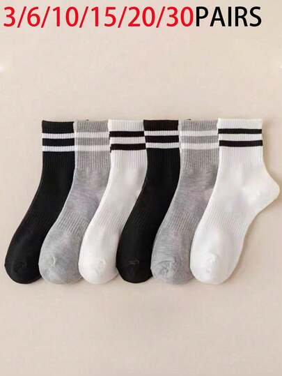 20 Pairs Comfortable Unisex Sports Tennis Socks, Suitable For Outdoor And Casual Occasions, All-Season Wear, Odor-Resistant And Moisture-Wicking, Mesh Detail Design, Applicable For Various Sports, Business And Other Daily Occasions [1/3/5/10/20/30 Pairs]