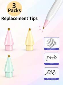 1/2/3/4pcs Replacement Tips For Apple Pencil 1st/2nd Generation, Fine Point Touch Stylus Tips, Metal Wear-Resistant Non-Slip Transparent Tips, Tablet Precise Writing And Drawing Accessories - Multicolor - View 16