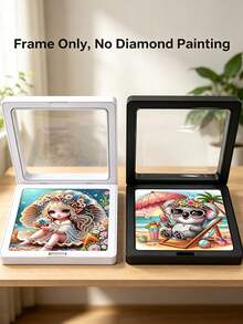 Vigour Summer Black/White Diamond Painting Frame With Transparent HD Film, Jewelry Box, Necklace Display Box,Flip-Top Design For Easy Artwork Replacement. Suitable For Diamond Paintings. Ideal For Desktop And Wall Mounting, Perfect For Home Decor And Art Display - A - View 4