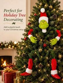 The Grinch The Grinch 1 Set Christmas Tree Topper Decor, Green Monster Head Arms Legs Set, Poseable Christmas Tree Ornament For Xmas Tree Party Holiday Home Decoration - Cartoon - View 2