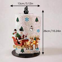2D Flat Santa Claus Holding Candy Cane And Candy Bag Printed Paper Towel Holder, Acrylic Material Vertical Toilet Paper Storage Rack, Kitchen Dining Table Decor, Easy To Install, Suitable For Christmas Party Home Decoration - View 7