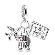 Cuentas de colgante de moda chapadas en plata para hacer joyas DIY, diseño de mascota linda de gato y perro para viajes, estilo unisex, accesorios para mujer, gato, pez, oso, fresa, pirámide, piloto, zapatillas de ballet, avión, equipaje, pasaporte, árbol de la vida, nudo celta, cuentas con Charm, adecuadas para hacer pulseras y collares originales DIY, regalo para mujeres, familia y amigos - Plateado - Ver 21