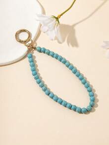 1pc Handmade Tassel & Natural Stone Beaded Bag Charm, Random Bead Color - Multicolor - View 9