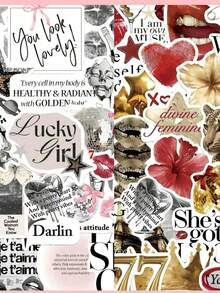 100pcs Silver Lucky Girl Stickers, Waterproof Cartoon Gift Decorative Stickers For Scrapbooking, Notebook, Laptop, Luggage, Guitar, Water Bottle, Phone Case, DIY - Multicolor - View 2