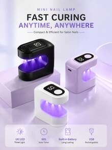 LIMEGIRL Lampu Kuku LED UV Mini Isi Ulang dengan Fungsi Pengatur Waktu Ganda (30s/60s) - Pengering Kutek Gel Portabel Nirkabel, Daya Tahan Baterai Lama, Kecepatan Pengeringan Cepat, Desain Ringkas, Cocok untuk Penggunaan di Rumah dan Salon Kuku - MultiWarna - View 2
