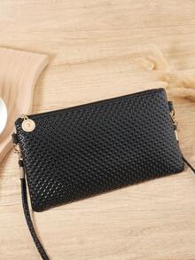 Fashionable Women's Crossbody Bag With Detachable Wristband That Can Hold Small Mobile Phones, Wallet, Zipper Closure, Suitable For Outdoor And Travel - Black - View 3