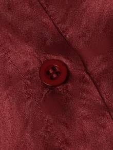 Women's Casual Vacation Daily Commute Office Solid Color Double Collar Business Shirt Blouse - Burgundy - View 4