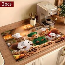 (Hot !!) 1pc 2D Chef Squirrel Pattern, Flat Stove Protector Mat And Non-Slip Heat-Resistant Rubber Stove Cover Pad Suitable For Induction Cooktop, Glass Stove And Multi-Function Anti-Scratch Mat, Also Can Be Used As Oven, Washing Machine, Dryer And Kitchen Decor Best Choice. - Multicolor - View 12
