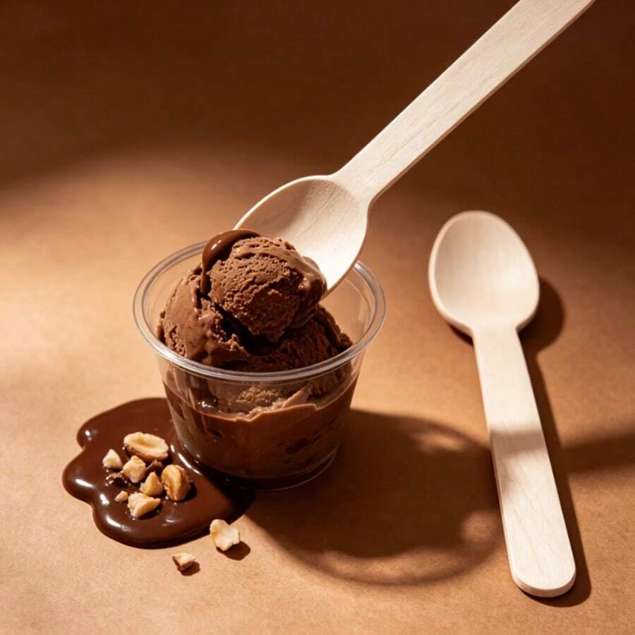 Disposable Birch Mini Ice Cream Spoons, Cake Ice Cream Dessert Utensils, Bamboo Products, Suitable For Parties, Weddings, Camping