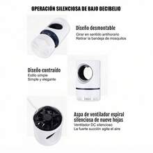 Lámpara Mata Mosquitos USB, Trampa Eléctrica para Mosquitos con Ventilador de Succión 360°, Mata Insectos Silencioso para Mosquitos, Moscas y Jejenes, para Recámara, Hogar, Oficina y Camping - C - Ver 3