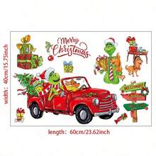 The Grinch 1pc Green Fur Monster Christmas Decoration Sticker, Wall Sticker, Window Sticker, PVC Wall Sticker, Door Decoration Sticker, Car Decoration Sticker, Window Glass Sticker, Store Decoration Sticker, Halloween Costume Prop - Multi-color - View 9