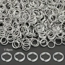 118pcs Double Layer Jump Rings Key Rings, Used For Making Keychain Accessories DIY Handmade Craft Assembly Connection Rings, Jewelry Making Accessories, Bag Accessories, Pet Accessories, Handmade Beaded Chain, Pendant Earring Clasp, Spacer Bead Connector, Bag Keychain Clasp, Open Jump Ring, O-Ring Connector, Double Loop Keychain Connection Ring DIY Supplies - Double Hoop Earrings - View 25