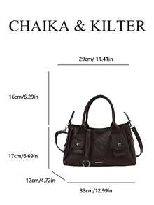 1pc Solid Color PU Fabric Women's Fashion Baguette Shoulder Bag Underarm Bag Multi-Pocket Design Dual Handle With Detachable Adjustable Strap For Shoulder Or Crossbody Use Suitable For Daily Shopping - Coffee - View 2