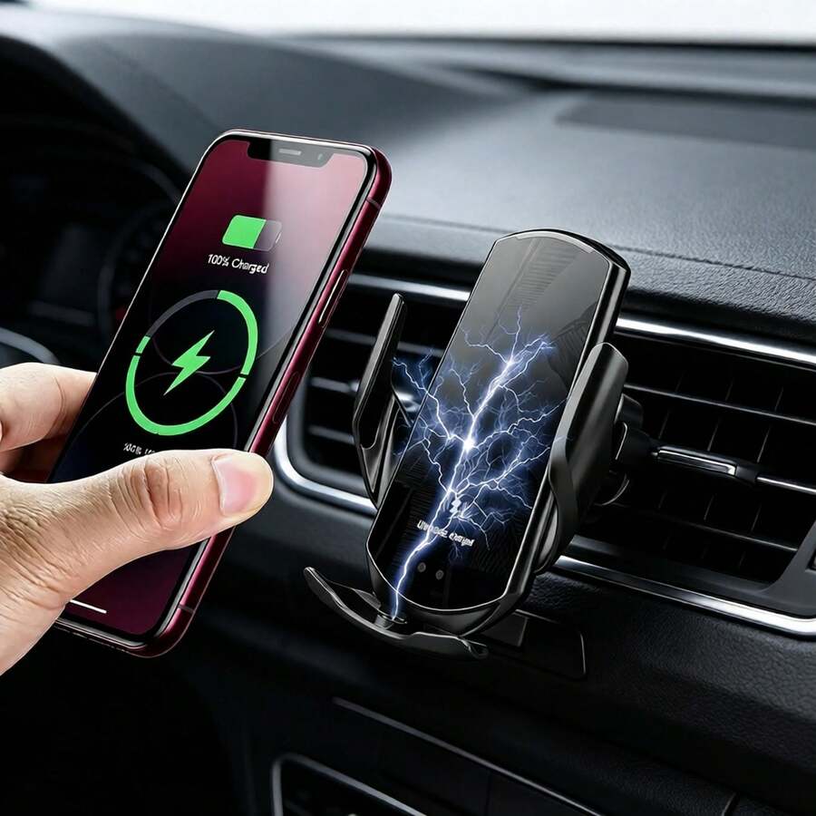 15W Wireless Car Charger, Magnetic USB Fast Charging Auto Clamping Car ...