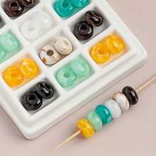 50pcs Acrylic Faux Jade Abacus Beads, Dual-Color Gradient Large Hole Loose Beads, Handmade Bracelet Necklace Earring Jewelry Craft Accessories, Phone Charm And Keychain Making Material - Multicolor - View 9