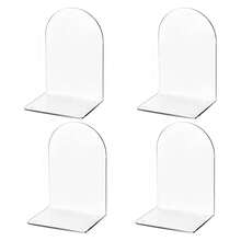 2/4/8pcs 3mm Thick 10*10*10cm L-Shaped Clear Acrylic Bookends, Heavy Duty Stable With 4 Non-Slip Pads, Minimalist Style Desktop Storage Book Holder, Suitable For Home Office Library - Clear - View 9