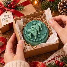 Relief Christmas Tree Round Soap Mold Rectangular Merry Christmas Soap Molds For DIY Handmade Soap Candle Making, Holiday Craft Gifts, Party Favors And Home Decoror Gift - A - View 4