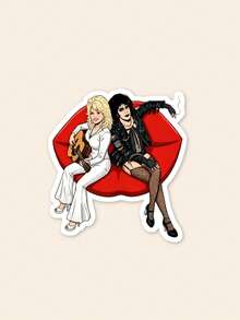 1PC Retro Dolly & Rocky Picture Show Sticker, Music Legend Cartoon Art Vinyl Decal, Waterproof Self Adhesive Sticker For Tumbler, Notebook, Car Bumper, Scrapbook - Multicolor - View 1