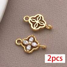 2pcs Retro Zirconia Inlaid Link Connectors 18K Plated Clover Round Star Double Loop Connector For DIY Bracelet Necklace Jewelry Making Craft Supplies - Multicolor - View 14