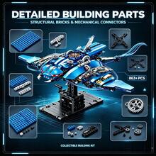 Mechanical Stingray Assembly Set, 863+ Pieces 1:35 Scale Adult Collector Model Kit, Movable Wings And Tail, Suitable As Gift For Halloween, Christmas, Thanksgiving And Birthday For Hobby Collectors - Blue - View 4