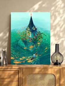 DIY Sunken Church With Koi Fish (Frameless Or Framed 8x12 / 16x20 Inches) Paint By Numbers Kit(Acrylic) Arts & Crafts For Adult Beginners, Home Wall Decor, And Holiday Gifts - Sets - View 3