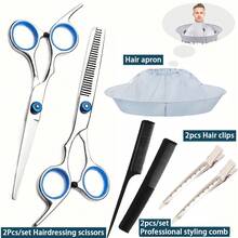2pcs/Set Hairdressing Scissors 6 Inch Hair Scissors Professional Hairdressing Scissors Cutting Thinning Scissors Barber Shear Accessories - Blue - View 7