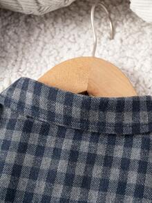 Boys Classic Streetwear Versatile Red & Grey Plaid Long Sleeve Shirt, Suitable For Vacation, Daily Casual Wear - Multicolor - View 7