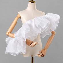 1pc Black Multi-Layer Organza Halloween Party Short Puffy Cape - Multicolor - View 4