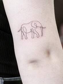 Herbal Juice Semi-Permanent Magic Tattoo Sticker Minimalist One-Line Elephant Design Long-Lasting 14 Days No Fading No Reflection Arm Shoulder Neck Collarbone Leg Body Temporary Tattoo Sticker 1pc/Pack - Blue - View 1