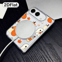 1pc Cute Halloween Ghost Pumpkin Coffee Maple Leaf Print Transparent Phone Case, Autumn Aesthetic Shockproof Soft Transparent Protective Shell Compatible With Apple Duo 18 18Pro 18ProMax 17 17Pro 17ProMax 17 16 15 14 Protective Case Air Compatible With Samsung Series - Multicolor - View 5