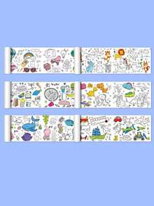 1/4/5/6/12 Rolls Creative Doodle Scrolls Random Patterns, Teenagers Painting Toys, Animal Fruit Theme And Intelligence Hand-Drawn Scrolls - Multicolor - View 11
