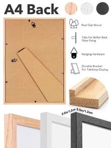 1/3/6件 30x40cm 純橡木相框，極簡現代木製相框，適用牆掛或桌面擺飾，客廳臥室辦公室家居裝飾，黑色/白色/原木色，A4/A3/30x40cm - 實木相框 - 查看 3