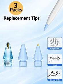 1/2/3/4pcs Replacement Tips For Apple Pencil 1st/2nd Generation, Fine Point Touch Stylus Tips, Metal Wear-Resistant Non-Slip Transparent Tips, Tablet Precise Writing And Drawing Accessories - Multicolor - View 8