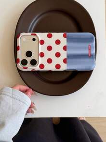 Double Layer Matte Polka Dot & Striped Phone Case Compatible With IPhone 18 Pro Max, 17 Pro Max, 16 Pro, 15 Pro, Autumn/Winter Niche Style Anti-Drop Protective Cover - Red Polka Dot - View 8