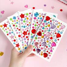 1pc Heart-Shaped Gemstone Sticker Handmade DIY Performance Decoration Shiny Crystal Diamond Sticker, Diamond Painting, Rhinestone Sticker, 5D Diamond Sticker, Crystal Gem Sticker, Bling Craft, Journal Stickers, Photocard Sticker, Decorative Sticker, Waterproof Sticker, DIY Gem Art - Multicolor - View 3