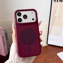 豪華亮螢光液態矽膠保護殼，適用於 iPhone 18 Pro Max 17 Air 16 15 14 13 12 17 Pro Max Plus，磁吸軟殼 - 酒紅色 - 查看 4