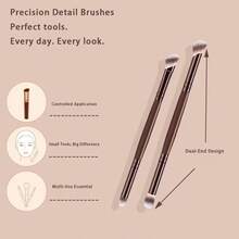 8pcs Brown Makeup Brush Set Soft Bristle Foundation Brush Powder Brush Eyeshadow Blush Brush Beginner Full Set - Coffee Brown - View 8