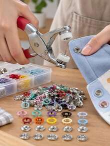 Bộ nút bấm 5 móng 202/102/1 cái, nút đinh tán kim loại chịu lực kèm dụng cụ ép tay, dễ lắp đặt, bền bỉ, phụ kiện sửa chữa quần áo DIY cho áo khoác, túi, da, giày và đồ thủ công handmade - Nhiều kiểu dáng - Xem 2