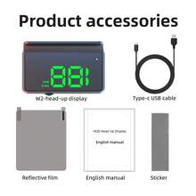 YNF Car Head-Up Display/Head-Up Display + License Plate, Car HUD W2 (Green), Windshield Speedometer Projector, With Speed Display, Automatic Light Sensing, Kilometer Speed Unit Display, Suitable For All Car Models, Only Supports Unit: KM/H - W2 - View 10