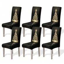 1/2/4/6pcs Christmas Print Chair Covers, Cartoon Holiday Atmosphere Decor, Dust-Proof Elastic Full-Coverage Chair Covers - Multicolor - View 11