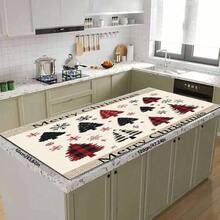 1pc Christmas Series Plaid Christmas Tree Snowflake Pattern Printed Coffee Bar Mat, Drainage Mat, Coffee Machine Soft Bottom Diatomaceous Earth Drainage Mat, Soft Rubber Drainage Mat, Super Absorbent Wear-Resistant Dish Drying Mat, For Countertop Restaurant Kitchen Table Mat, Patio Dining Table Decoration, Home Kitchen Supplies, Countertop Decoration Mat - Multicolor - View 16