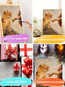 1 Digital Oil Painting Set, DIY Oil Painting Set, Naughty Kitten Oil Painting Set, DIY Adult Hand-Painted For Gift Home Wall Decoration. - A - View 4