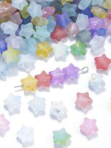 100pcs Blue-Purple Frosted Star-Shaped Beads - Perfect For Jewelry Making, Bracelets, Earrings, Necklaces - Colorful Matte Frosted Acrylic Craft Additions, Pendant Additions, Jewelry Making Pendants - Multicolor - View 1